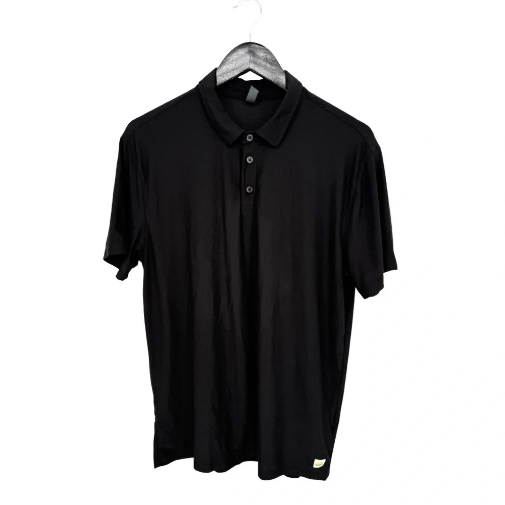 Vuori Strato Tech‎ Performance Knit Polo Black Medium Golf Athleisure Casual - Picture 2 of 9